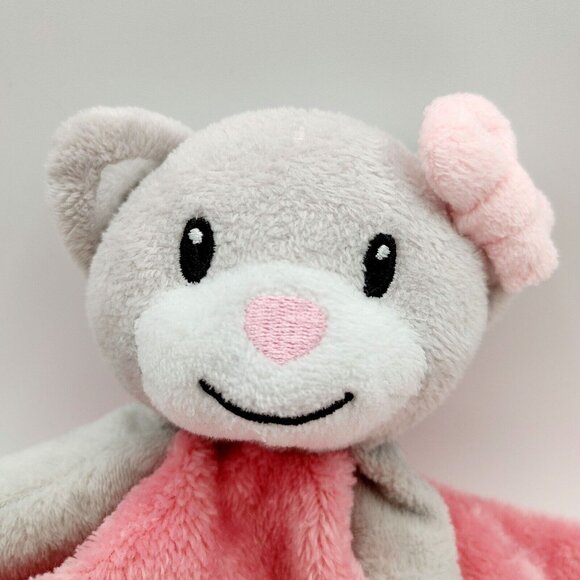 Nemcor Gray Bear Lovey Pink Security Blanket Plush Stuffed Animal Toy - Picture 2 of 4